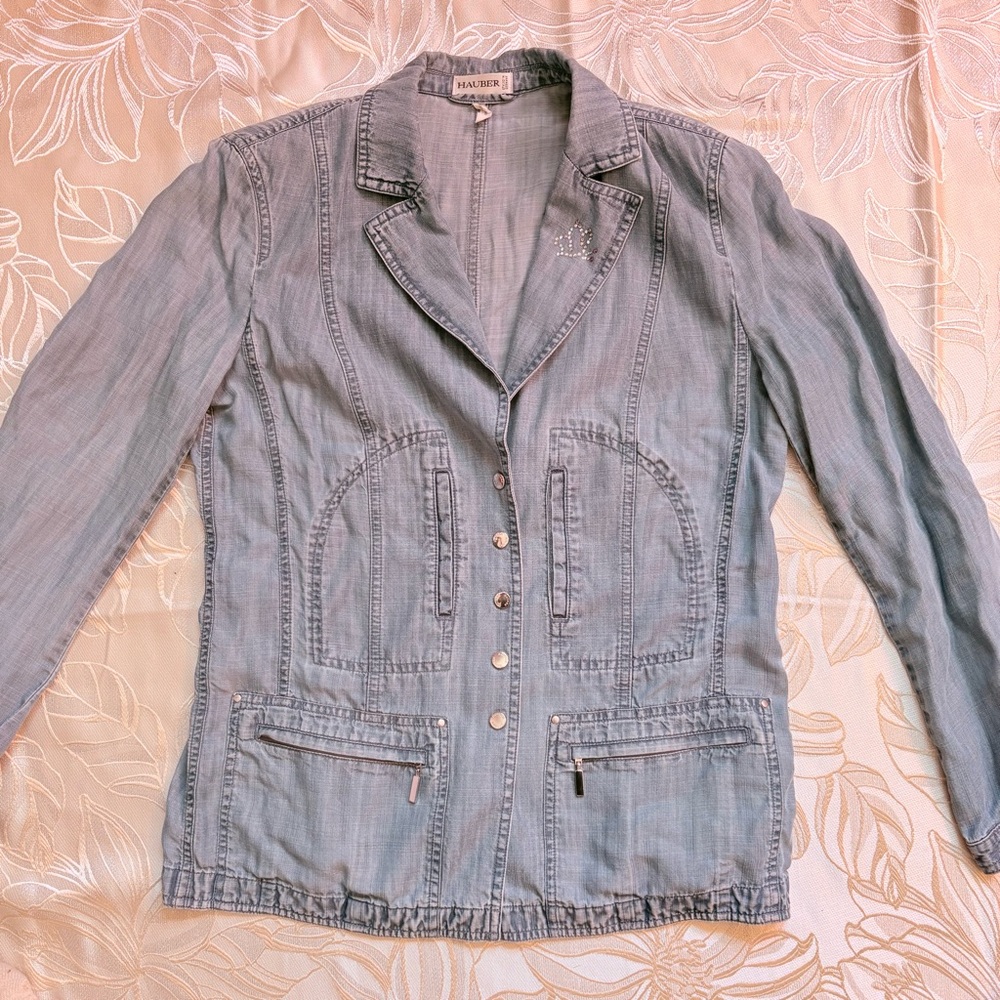 HAUBER Light Blue Denim Blazer - Women's Size 8 (Medium)